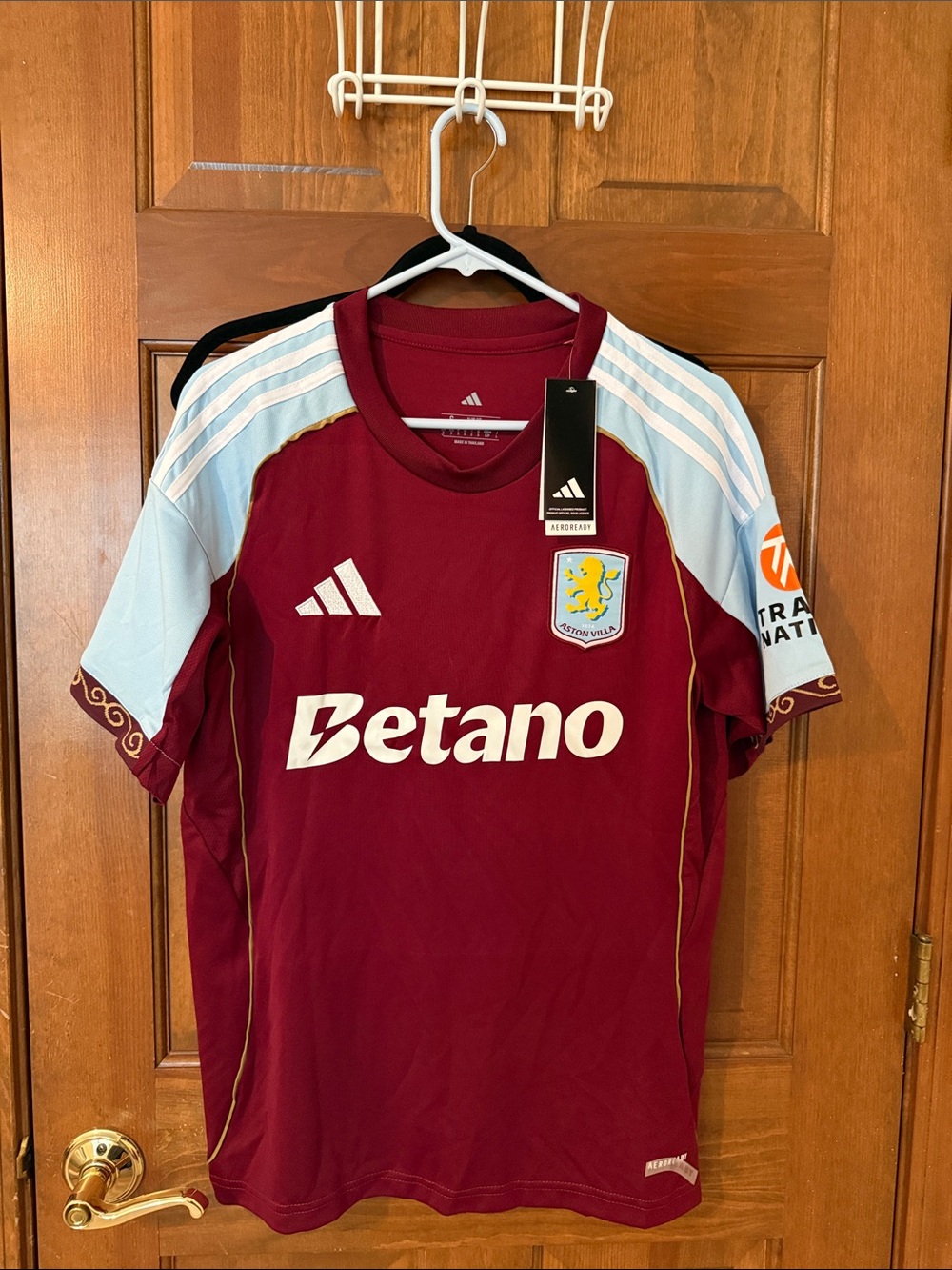 adidas Men’s Claret Aston Villa Football Jersey with Club Crest and Sponsor